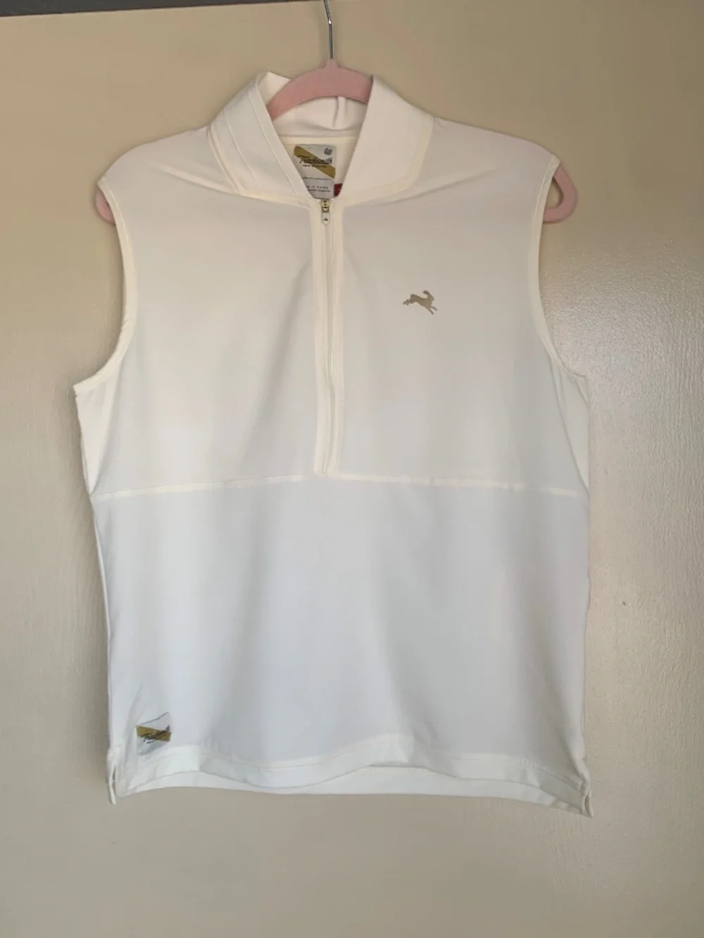 Tracksmith Ivory Beige 1/2 Zip Vest Harbor Shell Top Sz.S Running Athletic Shirt - Picture 1 of 16